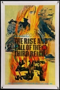 3a383 RISE & FALL OF THE THIRD REICH linen 1sh '68 book by William L. Shirer, burning swastika art!