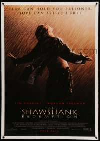 3a396 SHAWSHANK REDEMPTION linen advance 1sh '94 escaped prisoner Tim Robbins in rain, Stephen King