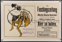 3a057 DIE FASCHINGSZEITUNG linen 25x39 German advertising poster 1908 R. Strudel art of jester!