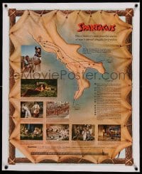 3a153 SPARTACUS linen 22x28 special '61 Stanley Kubrick classic, cool map & history of gladiators!