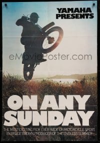 3b030 ON ANY SUNDAY trimmed 30x40 '71 Bruce Brown, Steve McQueen, cool jumping motorcycle image!