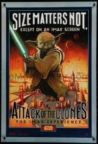 3b055 ATTACK OF THE CLONES style A IMAX DS 1sh '02 Star Wars Episode II, art of Yoda!