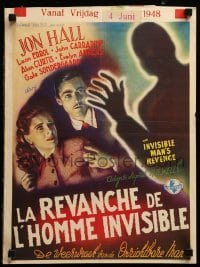 3b189 INVISIBLE MAN'S REVENGE Belgian '40s Jon Hall, H.G. Wells, cool special effects art!