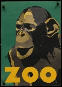 3b004 ZOO 17x24 German zoo poster '20s wonderful close up art of ape by Osten-Sacken, rare!