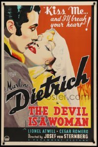 3b300 DEVIL IS A WOMAN style B S2 recreation 1sh 2001 Marlene Dietrich, she'll break your heart!