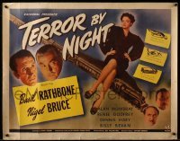 3b045 TERROR BY NIGHT 1/2sh '46 Basil Rathbone is Sherlock Holmes & Nigel Bruce as Watson, rare!