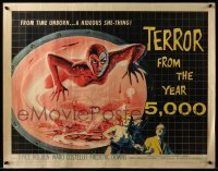 3b046 TERROR FROM THE YEAR 5,000 1/2sh '58 wonderful art of Salome Jens as the hideous she-thing!