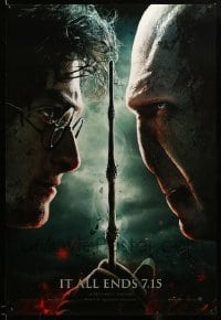3b087 HARRY POTTER & THE DEATHLY HALLOWS PART 2 teaser DS 1sh '11 Radcliffe facing off w/Fiennes!