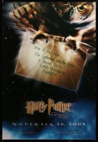 3b097 HARRY POTTER & THE PHILOSOPHER'S STONE teaser DS 1sh '01 Hedwig the owl, Sorcerer's Stone!