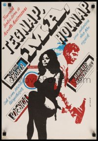 3b262 YESTERDAY, TODAY & TOMORROW Hungarian 16x23 '67 Sophia Loren, Mastroianni, Mate art, rare!