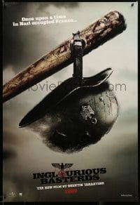 3b106 INGLOURIOUS BASTERDS teaser DS 1sh '09 Quentin Tarantino, Nazi helmet on baseball bat!