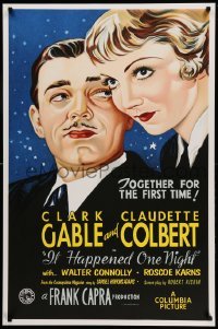 3b305 IT HAPPENED ONE NIGHT S2 recreation 1sh 2001 best art of Clark Gable & Claudette Colbert!