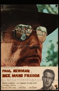 3b177 COOL HAND LUKE Italian 18x27 pbusta '67 cool image of Paul Newman in guard's glasses!