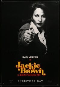 3b109 JACKIE BROWN teaser 1sh '97 Quentin Tarantino, cool image of Pam Grier in title role!