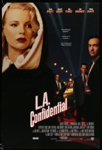 3b050 L.A. CONFIDENTIAL int'l 1sh '97 alternate image with Kim Basinger in black with white cloak!
