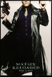3b117 MATRIX RELOADED teaser DS 1sh '03 cool image of Laurence Fishburne as Morpheus!
