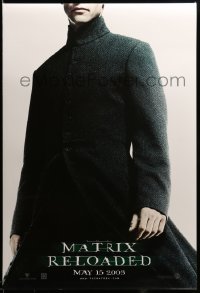 3b122 MATRIX RELOADED teaser DS 1sh '03 great image of Keanu Reeves as Neo!