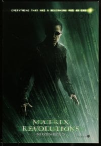 3b126 MATRIX REVOLUTIONS teaser DS 1sh '03 cool image of Keanu Reeves as Neo!