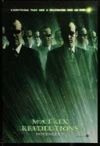 3b129 MATRIX REVOLUTIONS teaser DS 1sh '03 image of Hugo Weaving as many Agent Smiths!