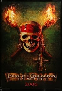 3b132 PIRATES OF THE CARIBBEAN: DEAD MAN'S CHEST int'l teaser DS 1sh '06 image of skull & torches!