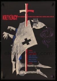 3b224 KNIGHTS OF THE TEUTONIC ORDER Polish 23x34 '60 Krzyzacy, Aleksander Ford, Cieslewicz art!