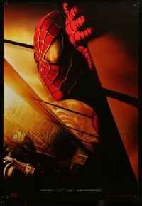 3b027 SPIDER-MAN DS int'l style 27x40 REPRO poster '02 Tobey Maguire w/WTC towers in eyes, Marvel!
