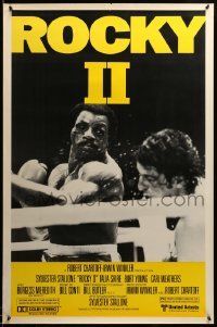 3b135 ROCKY II 1sh '79 different action image of Sylvester Stallone & Weathers fighting in ring!