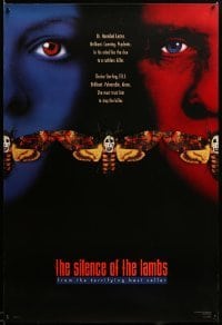 3b141 SILENCE OF THE LAMBS style C teaser 1sh '91 Foster & Hopkins both w/ moths over mouths!