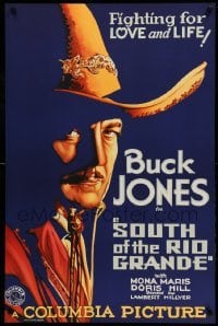 3b318 SOUTH OF THE RIO GRANDE S2 recreation 1sh 2000 best stone litho art of cowboy Buck Jones!