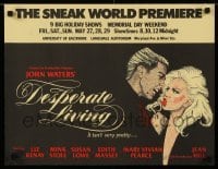 3b025 DESPERATE LIVING 17x21 special '78 John Waters, fighting couple art, World Premiere!