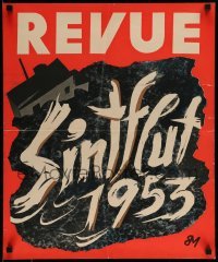 3b016 REVUE 19x23 German magazine insert poster '53 MB cover story art of the North Sea flood!