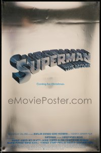 3b159 SUPERMAN foil heavy stock advance 1sh '78 D.C. Comics' most famous super hero, rare!