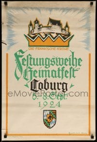 3b006 FESTUNGSWEIHE HEIMATFEST COBURG 18x27 German travel poster '24 Minsel art of the castle!
