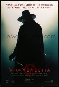 3b162 V FOR VENDETTA DS 1sh '05 Wachowskis, Natalie Portman, silhouette of Hugo Weaving!