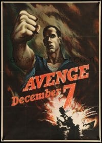 3b003 AVENGE DECEMBER 7 29x40 WWII war poster '42 attack on Pearl Harbor, Bernard Perlin art!
