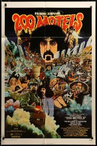 3c002 200 MOTELS 1sh '71 directed by Frank Zappa, rock 'n' roll, wild McMacken artwork!