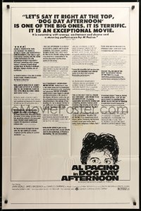 3c106 DOG DAY AFTERNOON reviews 1sh '75 art of Al Pacino, Sidney Lumet bank robbery crime classic!