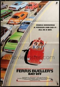 3c065 FERRIS BUELLER'S DAY OFF English 1sh '86 different art of Broderick in Ferrari, very rare!