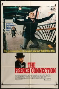 3c016 FRENCH CONNECTION 1sh '71 Gene Hackman in movie chase climax, William Friedkin!