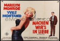 3c233 LET'S MAKE LOVE German 33x47 '60 different art of sexy Marilyn Monroe & Yves Montand!