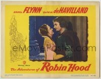 3c349 ADVENTURES OF ROBIN HOOD LC #6 R48 best c/u of Errol Flynn & Olivia de Havilland in castle!