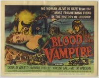 3c268 BLOOD OF THE VAMPIRE TC '58 he begins where Dracula left off, incredible Joseph Smith art!