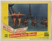 3c461 GENTLEMEN PREFER BLONDES LC #8 '53 sexy Marilyn Monroe & Jane Russell dancing on Paris set!