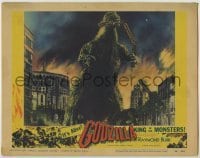 3c465 GODZILLA LC #4 '56 great image of Gojira crushing train in mouth, rubbery monster classic!