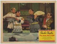 3c470 GREAT DICTATOR LC '40 classic image of Charlie Chaplin & Oakie w/spaghetti & meatballs, rare!