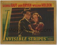 3c486 INVISIBLE STRIPES LC '39 best close up of George Raft & Jane Bryan embracing in shadows!