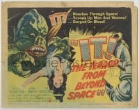 3c292 IT! THE TERROR FROM BEYOND SPACE TC '58 great artwork of wacky monster with victim!