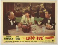 3c509 LADY EVE LC R49 Preston Sturges, classic scene of Stanwyck & Coburn fleecing Henry Fonda!
