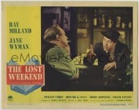 3c521 LOST WEEKEND LC #3 '45 alcoholic Ray Milland with bartender Howard da Silva, Billy Wilder
