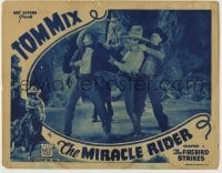 3c541 MIRACLE RIDER chapter 2 LC '35 cowboy Tom Mix fighting two guys at once, The Firebird Strikes